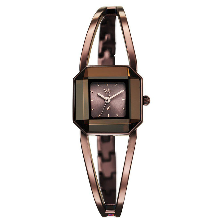Fastrack Vyb Striker Quartz Analog Brown Dial Brown Metal Strap Watch For Girls FV60045QM01W