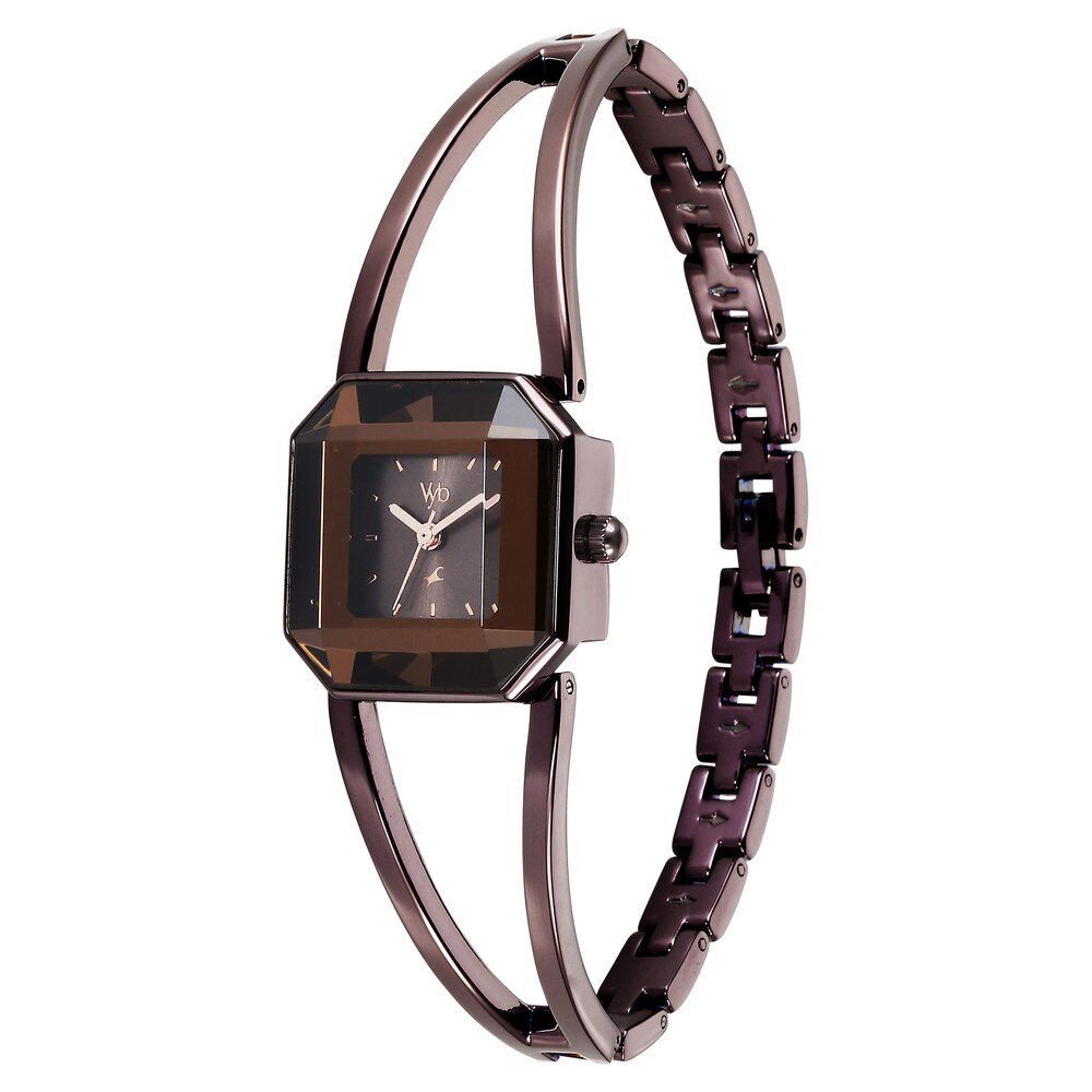 Fastrack Vyb Striker Quartz Analog Brown Dial Brown Metal Strap Watch For Girls FV60045QM01W