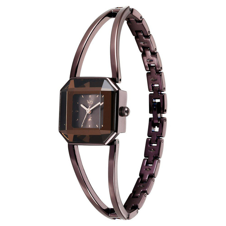 Fastrack Vyb Striker Quartz Analog Brown Dial Brown Metal Strap Watch For Girls FV60045QM01W