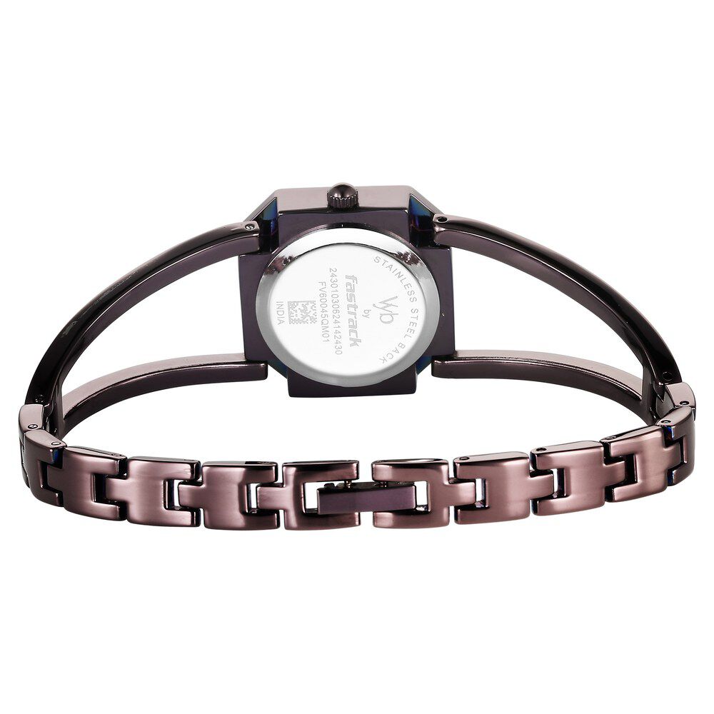 Fastrack Vyb Striker Quartz Analog Brown Dial Brown Metal Strap Watch For Girls FV60045QM01W