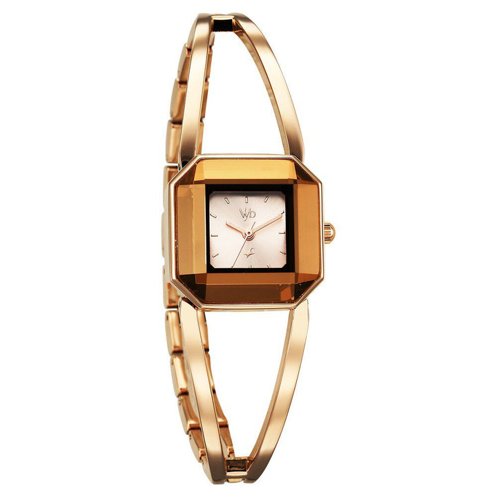 Fastrack Vyb Striker Quartz Analog Rose Gold Dial Rose Gold Metal Strap Watch For Girls FV60045WM01W