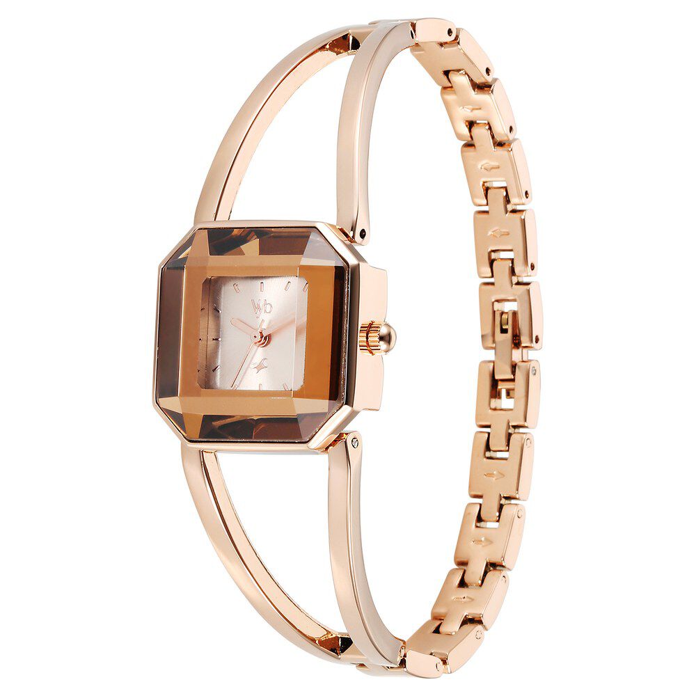 Fastrack Vyb Striker Quartz Analog Rose Gold Dial Rose Gold Metal Strap Watch For Girls FV60045WM01W