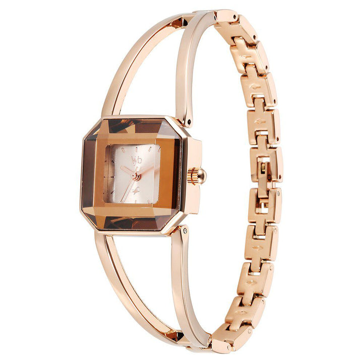 Fastrack Vyb Striker Quartz Analog Rose Gold Dial Rose Gold Metal Strap Watch For Girls FV60045WM01W