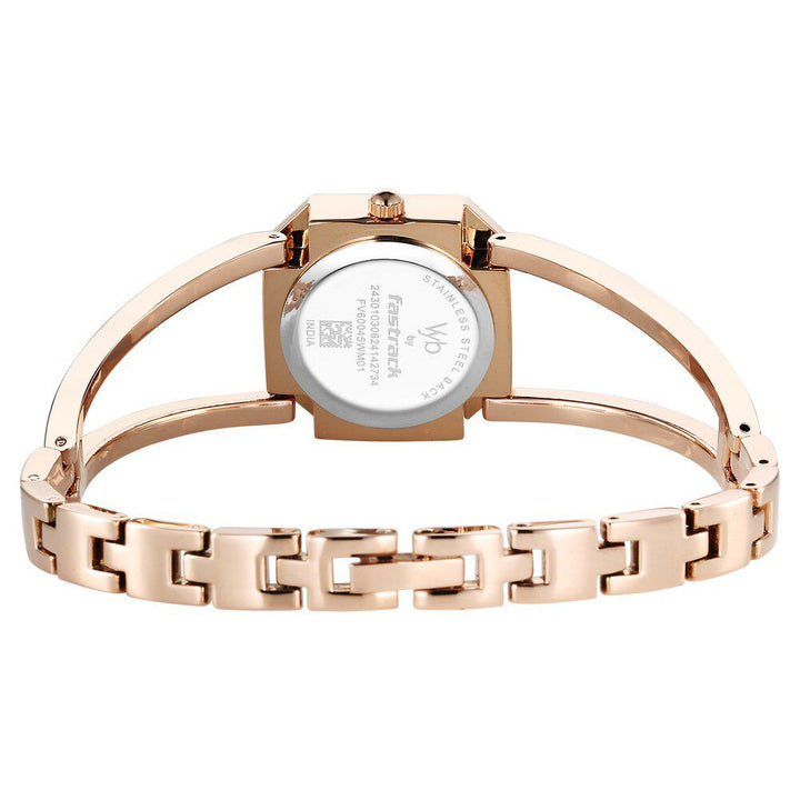 Fastrack Vyb Striker Quartz Analog Rose Gold Dial Rose Gold Metal Strap Watch For Girls FV60045WM01W