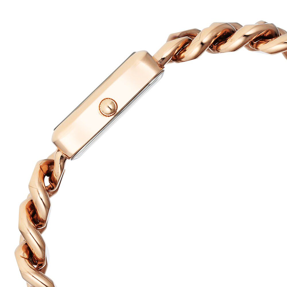 Fastrack Vyb Prodigy Quartz Analog White Dial Rose Gold Color Metal Strap Watch For Girls FV60048WM01W