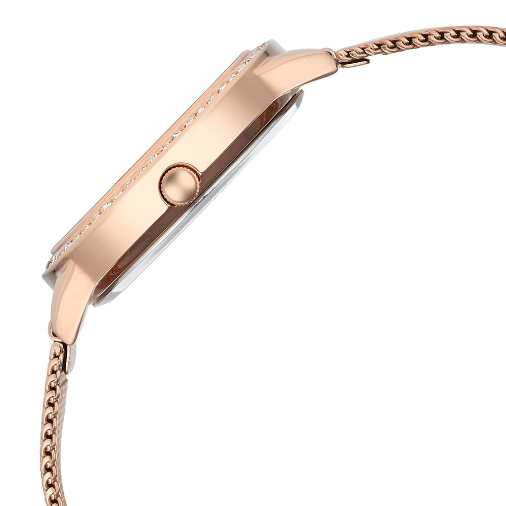 Fastrack Vyb Mirage Quartz Analog Rose Gold Dial Rose Gold Color Metal Strap Watch For Girls FV60049WM01W