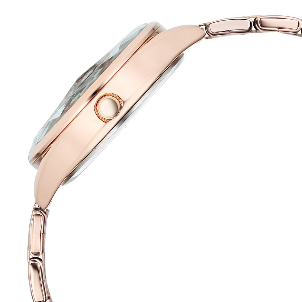 Fastrack Vyb Aurora Quartz Analog Purple Dial Rose Gold Color Metal Strap Watch for Girls - FV60052WM01W