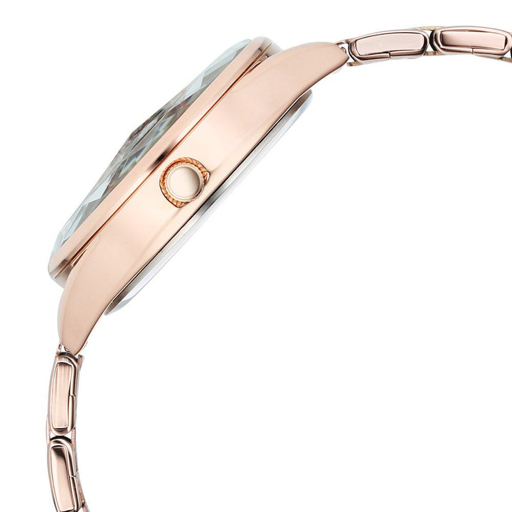 Fastrack Vyb Aurora Quartz Analog Purple Dial Rose Gold Color Metal Strap Watch for Girls - FV60052WM01W