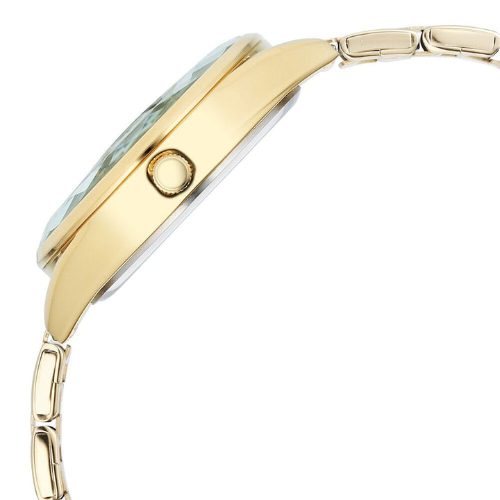 Fastrack Vyb Aurora Quartz Analog Green Dial Golden Color Metal Strap Watch for Girls FV60052YM01W