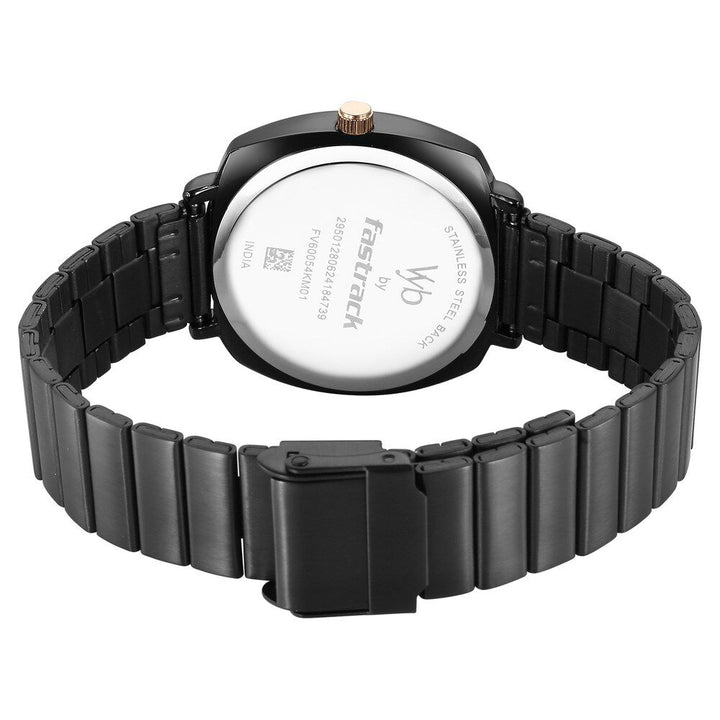 Fastrack Vyb Minimalist Quartz Analog Black Dial Black Color Metal Strap Watch for Girls - FV60054KM01W