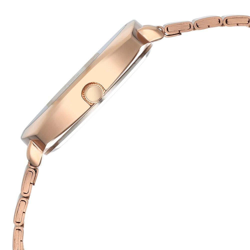 Fastrack Vyb Minimalist Quartz Analog Silver Dial Rose Gold Color Metal Strap Watch for Girls - FV60054WM01W