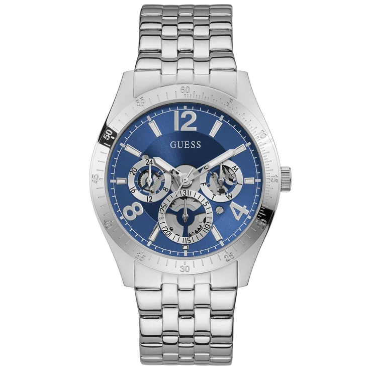 GUESS Mens Silver Tone Multi-function Watch