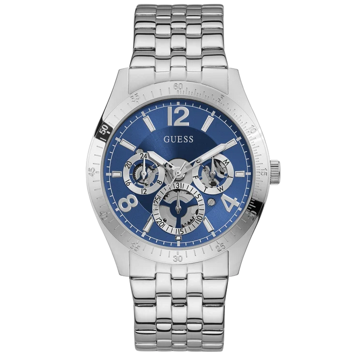 GUESS Mens Silver Tone Multi-function Watch