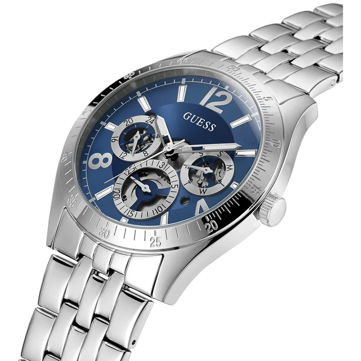 GUESS Mens Silver Tone Multi-function Watch