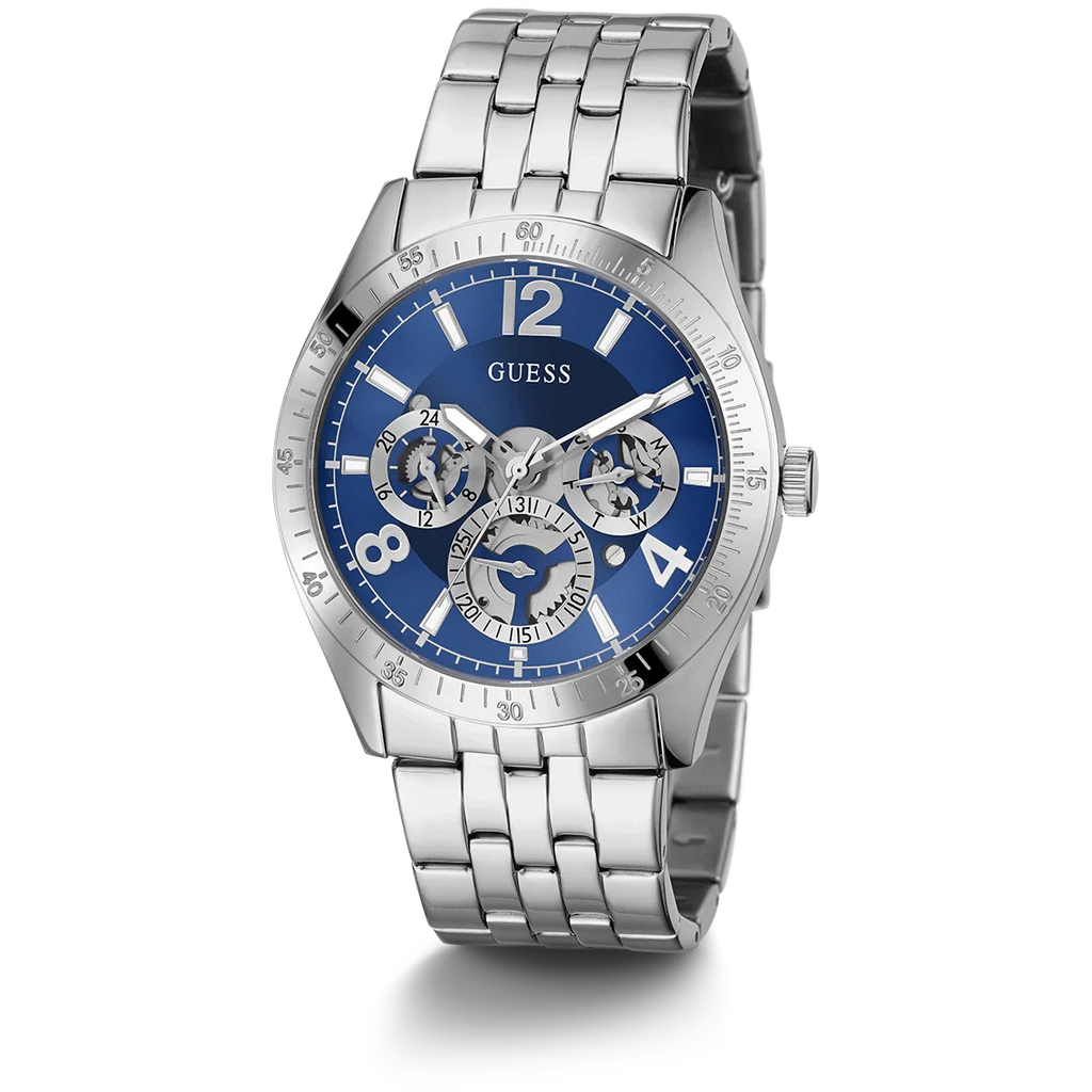 GUESS Mens Silver Tone Multi-function Watch