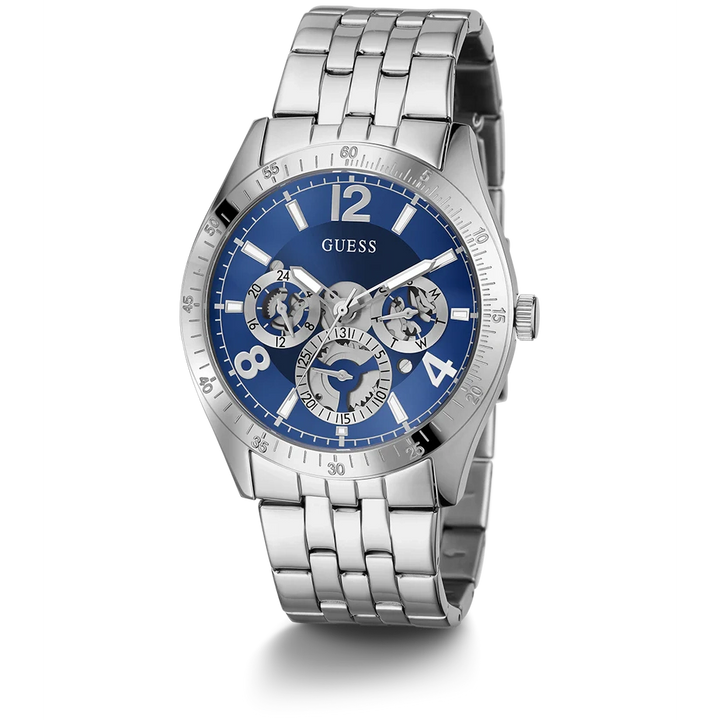 GUESS Mens Silver Tone Multi-function Watch