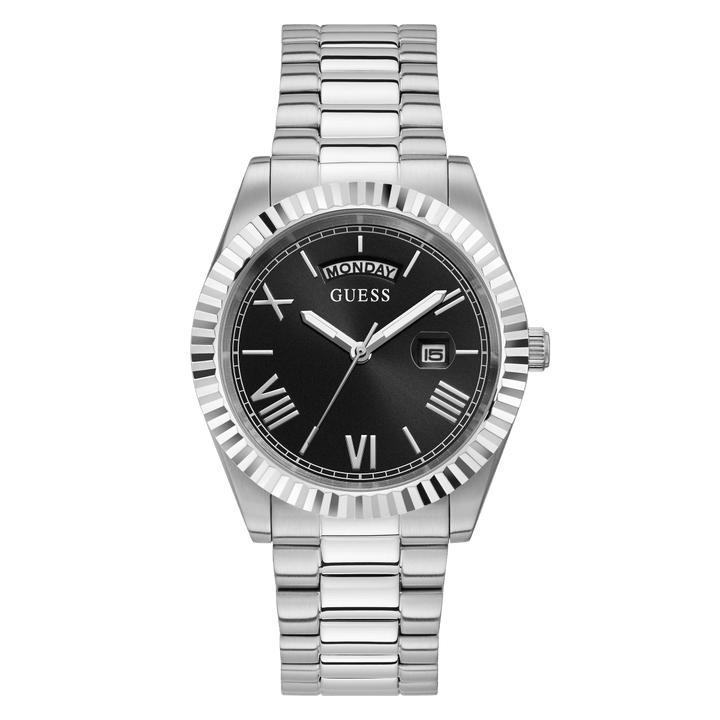 GUESS Mens Silver Tone Day/Date Watch