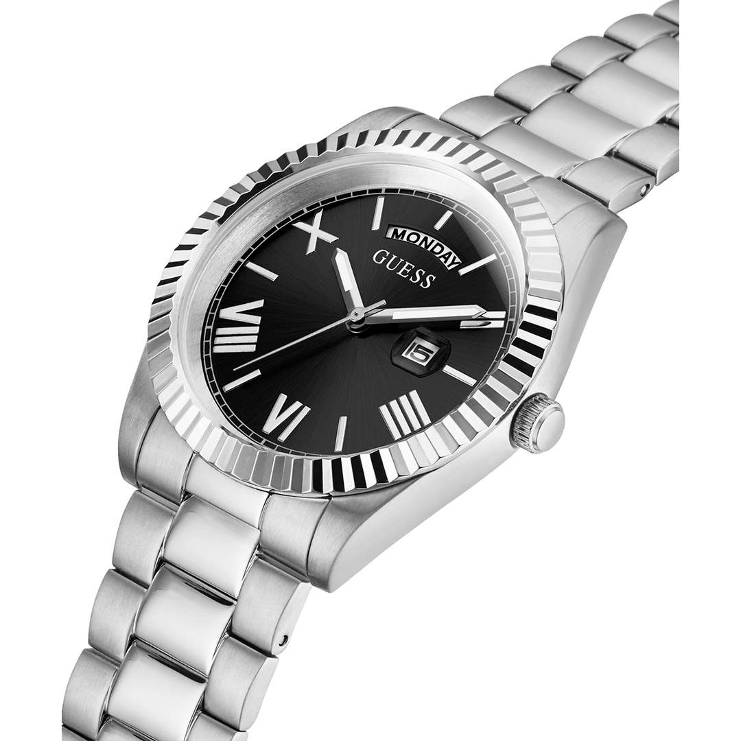 GUESS Mens Silver Tone Day/Date Watch