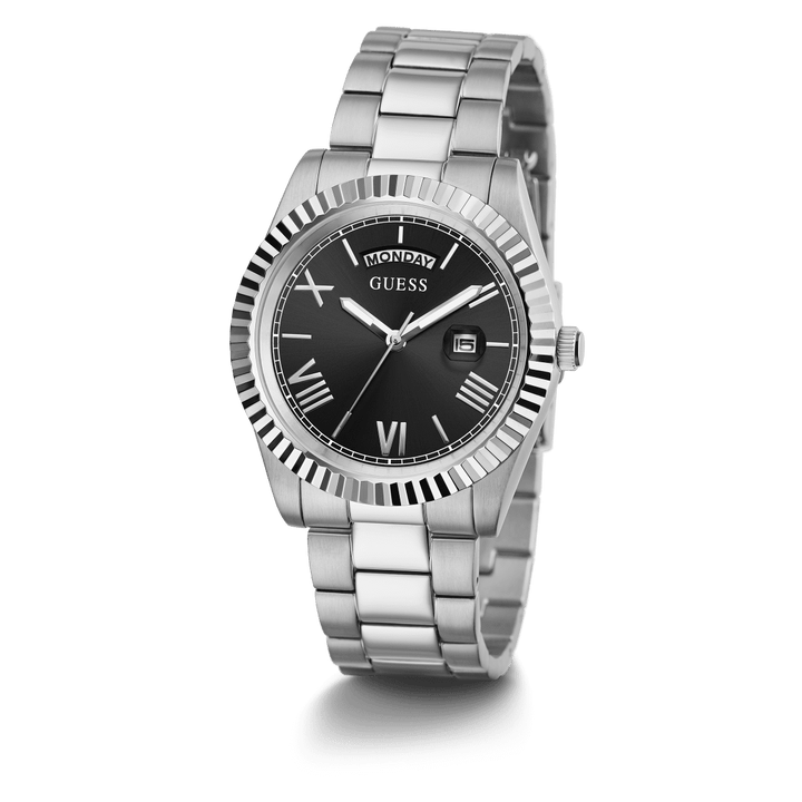 GUESS Mens Silver Tone Day/Date Watch