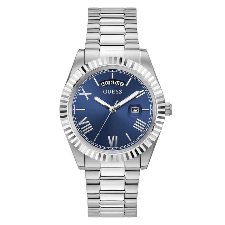 GUESS Mens Silver Tone Day/Date Watch