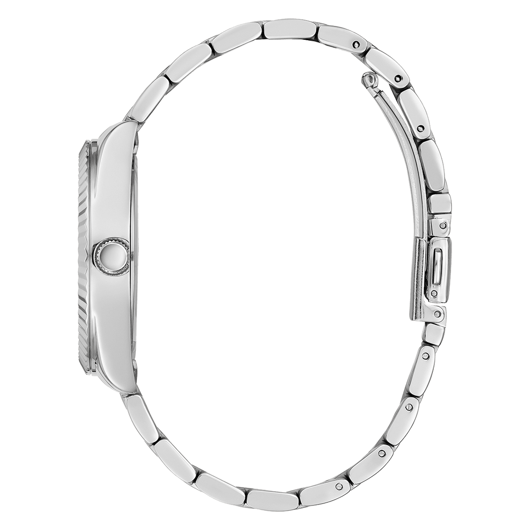 GUESS Ladies Silver Tone Day/Date Watch