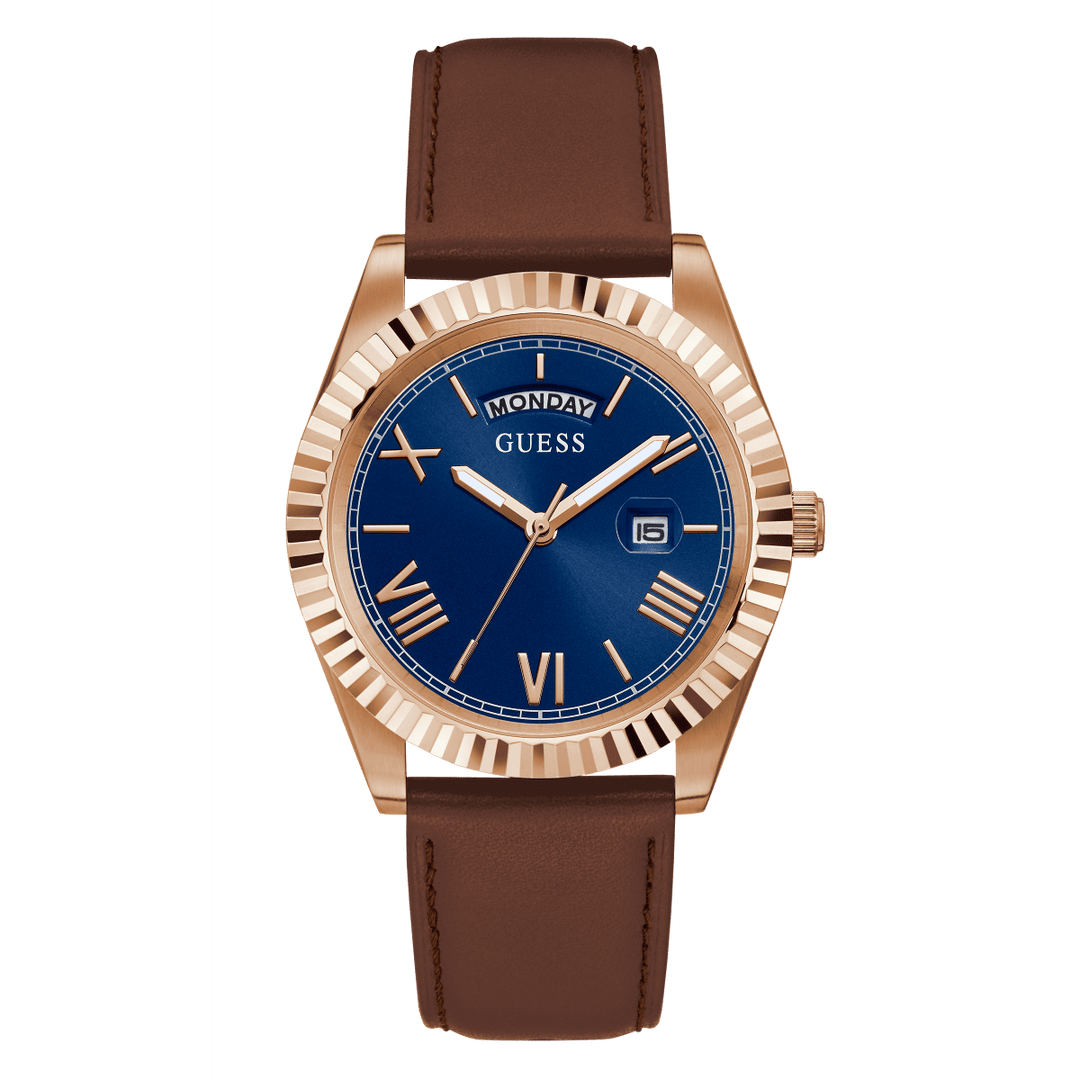 ECO-FRIENDLY BROWN LEATHER RECYCLED ULTRA SUEDE STRAP WATCH