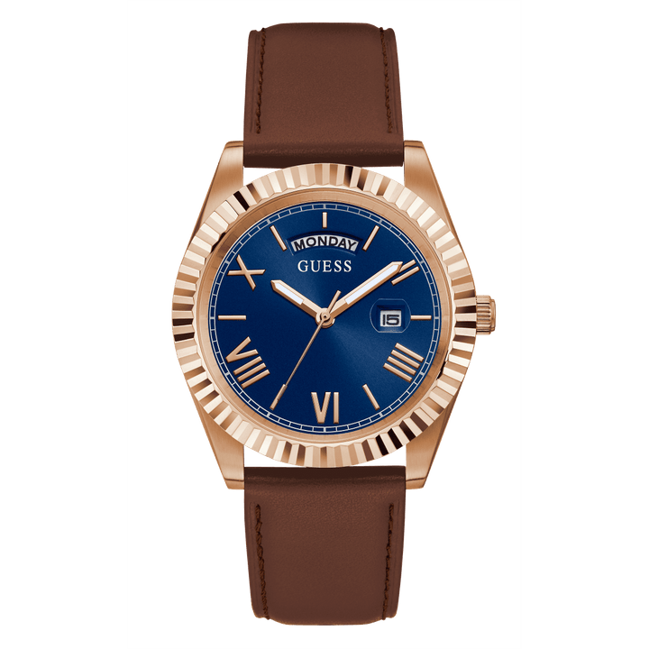 ECO-FRIENDLY BROWN LEATHER RECYCLED ULTRA SUEDE STRAP WATCH