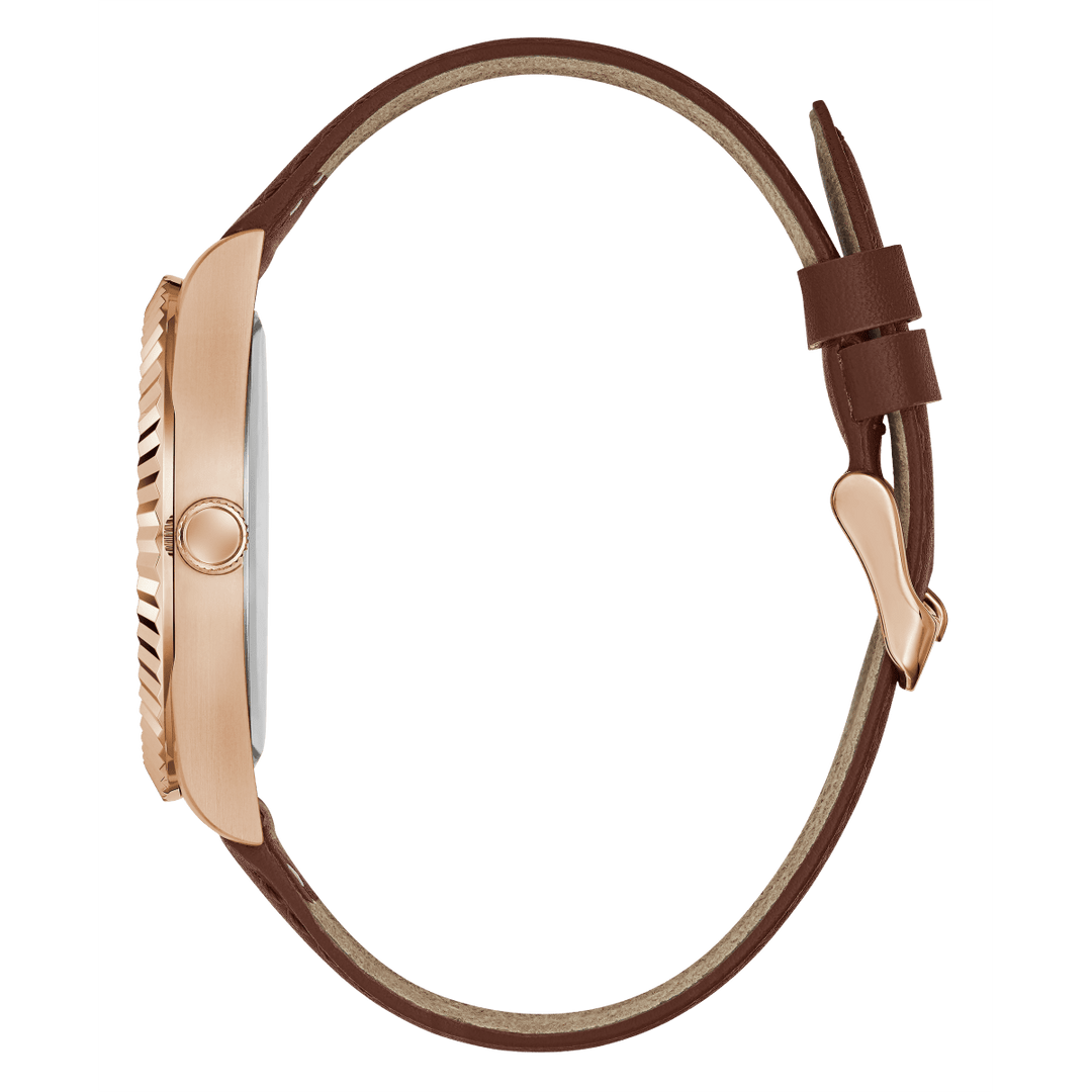 ECO-FRIENDLY BROWN LEATHER RECYCLED ULTRA SUEDE STRAP WATCH