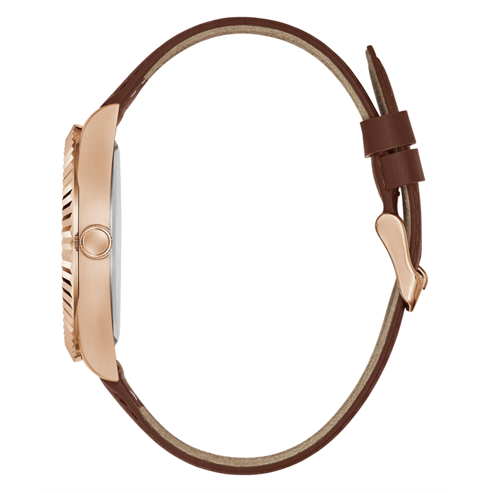 ECO-FRIENDLY BROWN LEATHER RECYCLED ULTRA SUEDE STRAP WATCH