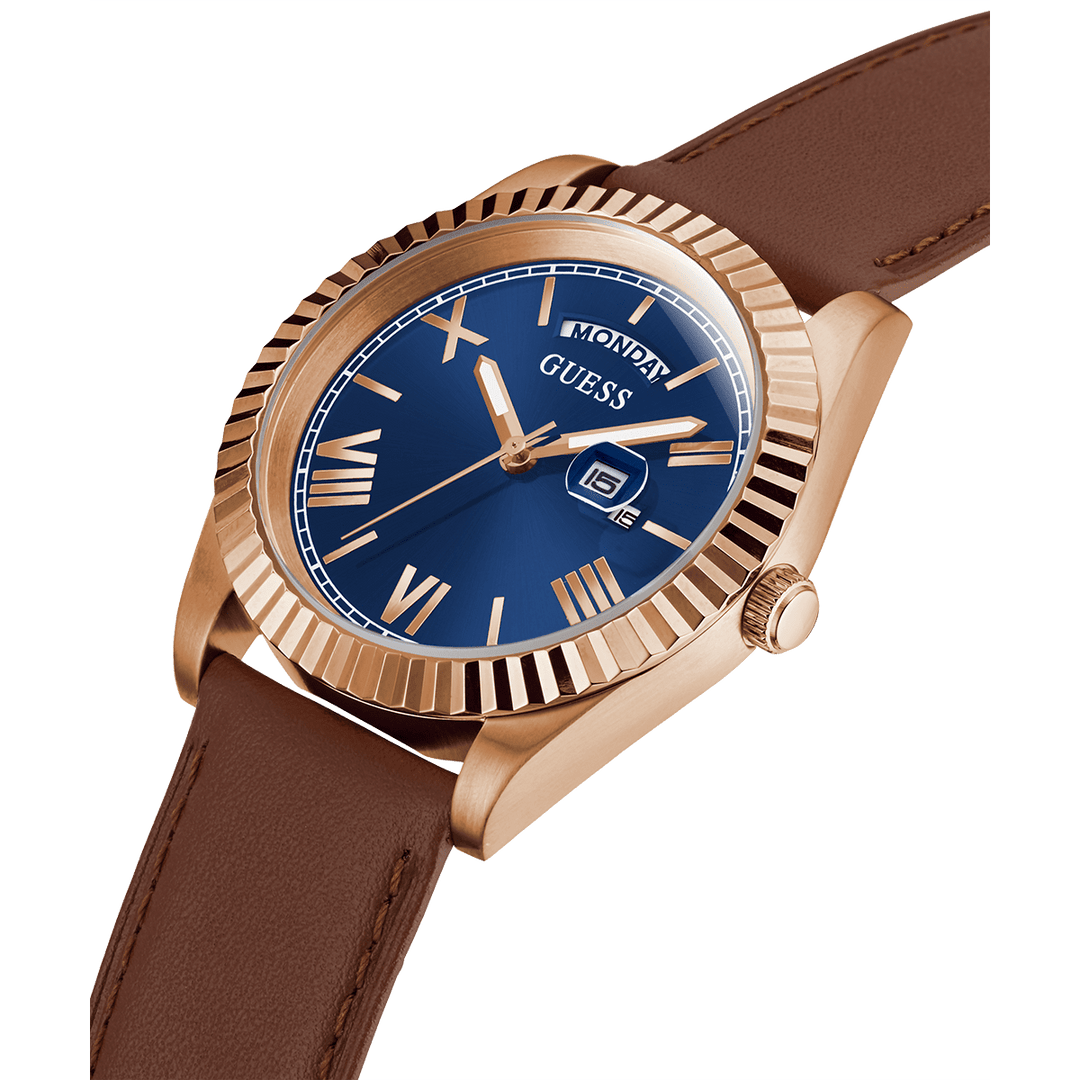 ECO-FRIENDLY BROWN LEATHER RECYCLED ULTRA SUEDE STRAP WATCH