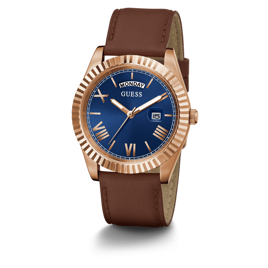 ECO-FRIENDLY BROWN LEATHER RECYCLED ULTRA SUEDE STRAP WATCH