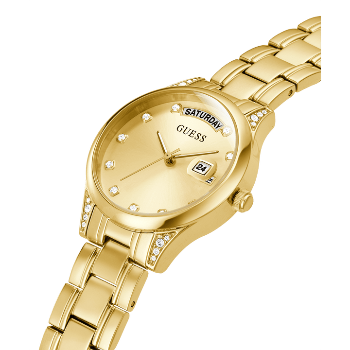 GUESS Ladies Gold Tone Day/Date Watch