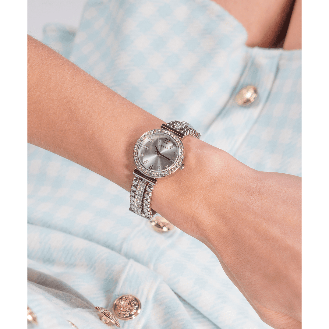 GUESS Ladies Silver Tone Analog Watch