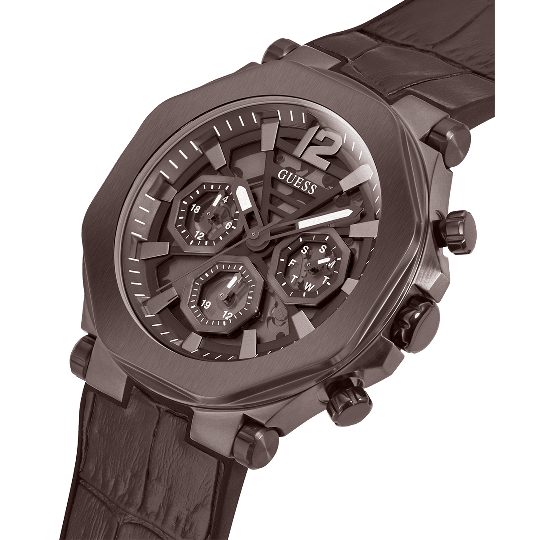 GUESS Mens Chocolate Brown Multi-Function Watch