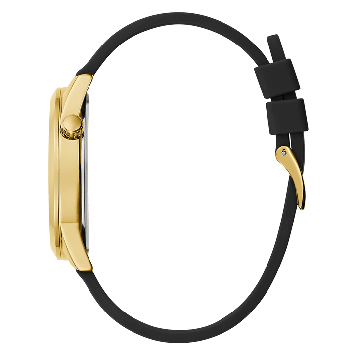 GUESS Mens Black Gold Tone Analog Watch