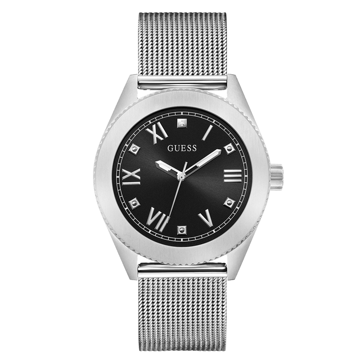 GUESS Mens Silver Tone Silver Analog Watch