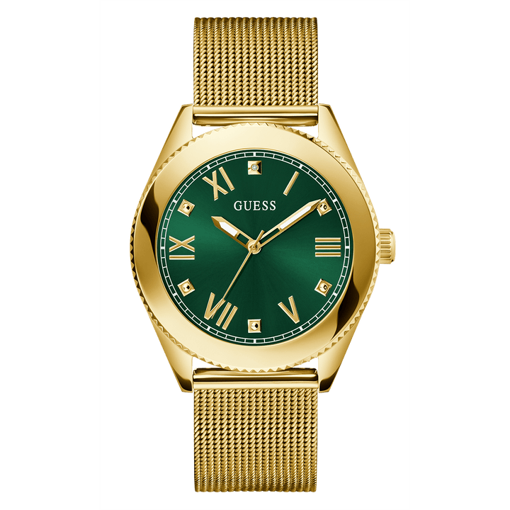 GUESS Mens Gold Tone Analog Watch