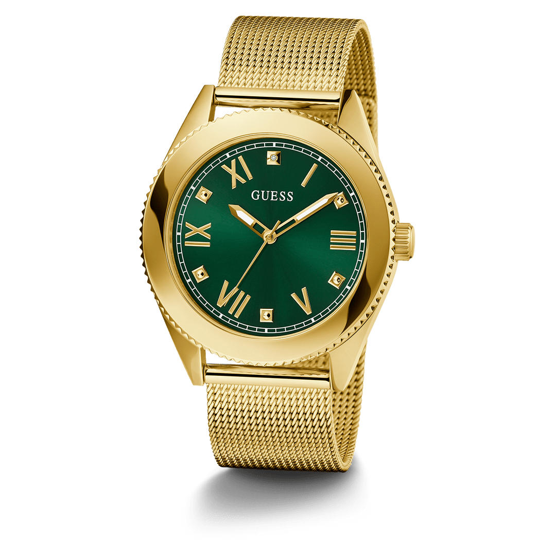 GUESS Mens Gold Tone Analog Watch