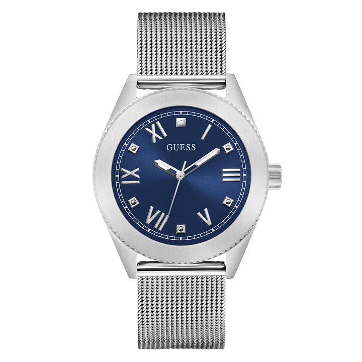 GUESS Mens Silver Tone Analog Watch