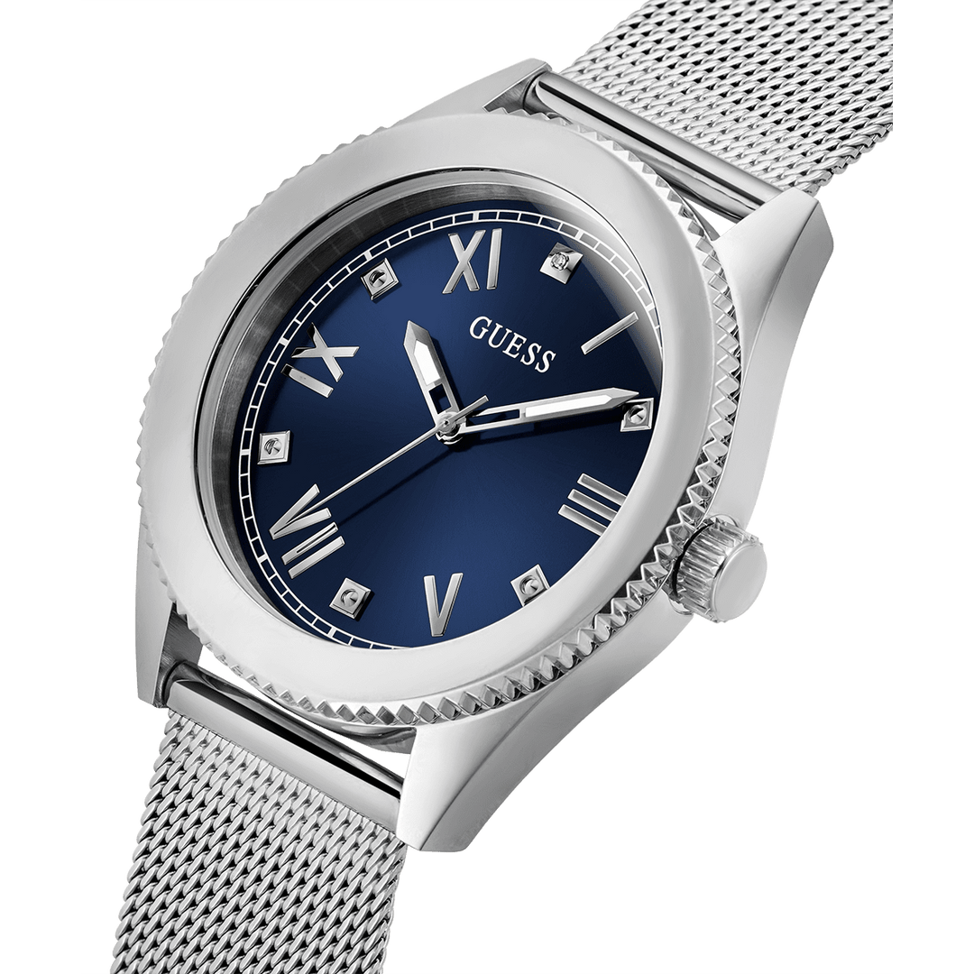 GUESS Mens Silver Tone Analog Watch