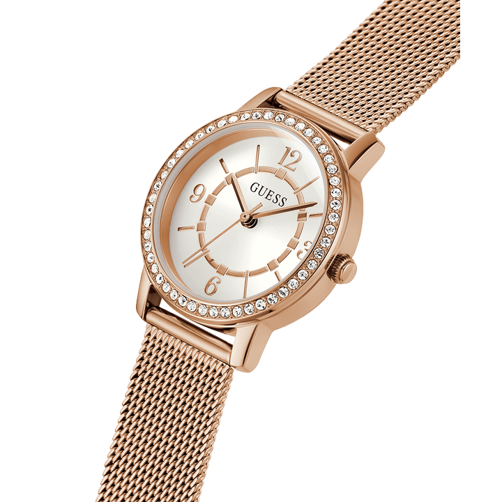 GUESS Ladies Rose Gold Tone Analog Watch
