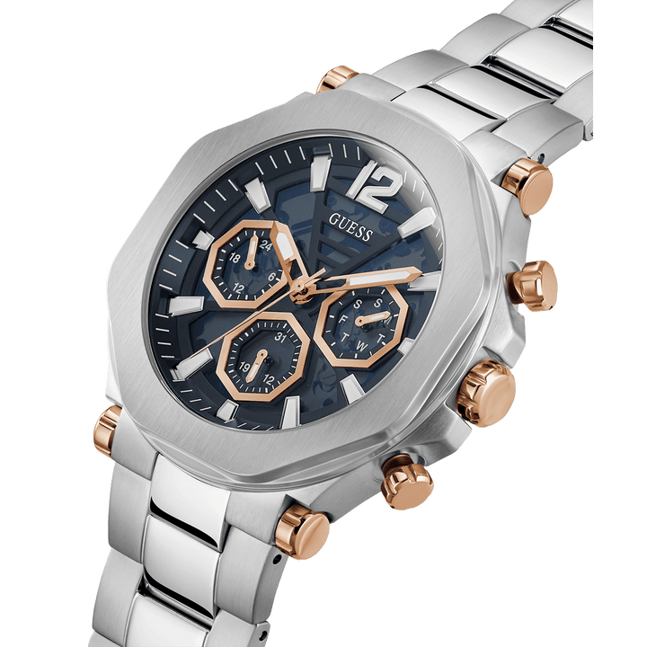 GUESS Mens Silver Tone Multi-Function Watch