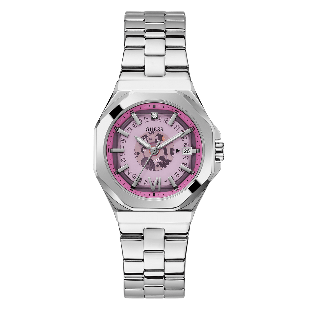 GUESS Ladies Silver Tone Date Watch