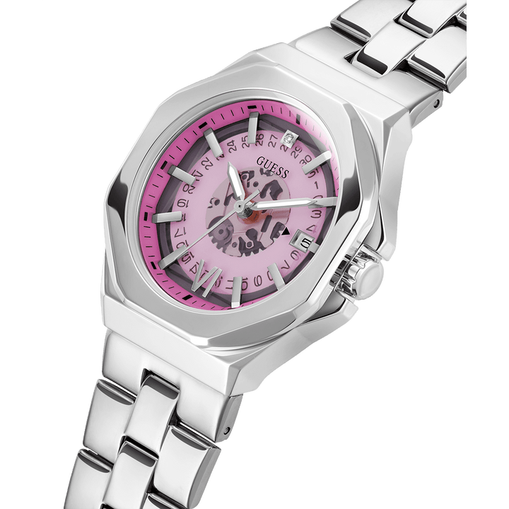 GUESS Ladies Silver Tone Date Watch