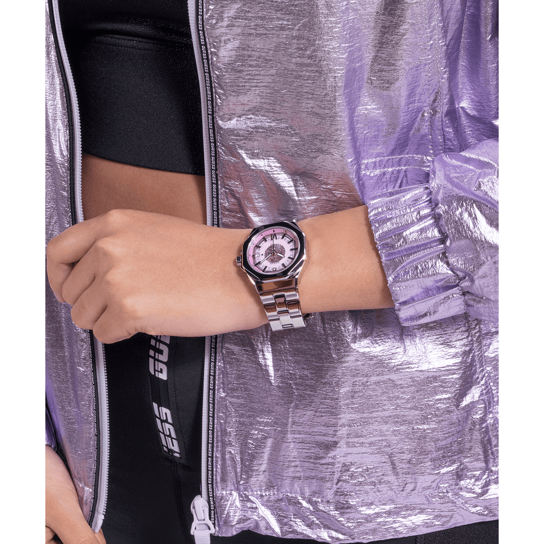 GUESS Ladies Silver Tone Date Watch