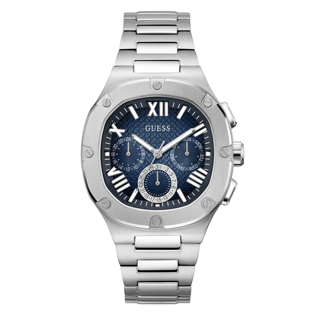 GUESS Mens Silver Tone Multi-Function Watch