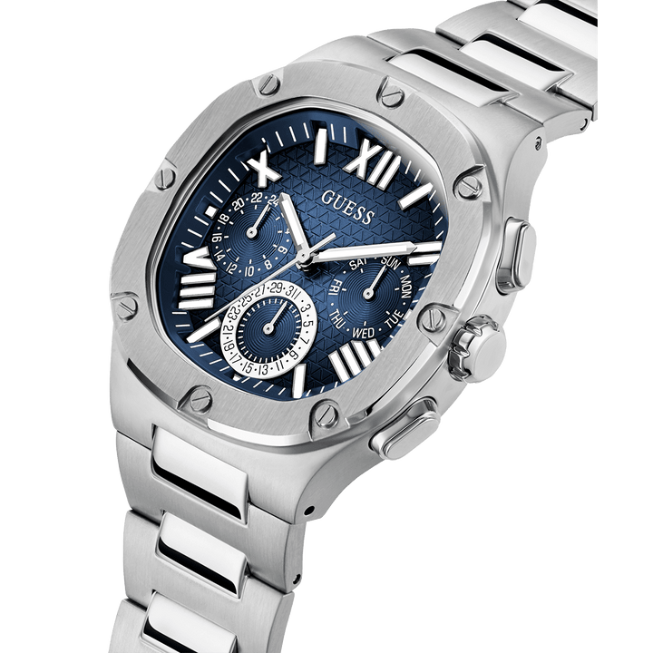 GUESS Mens Silver Tone Multi-Function Watch