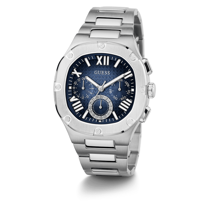 GUESS Mens Silver Tone Multi-Function Watch