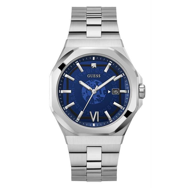 GUESS Mens Silver Tone Date Watch