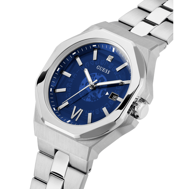 GUESS Mens Silver Tone Date Watch